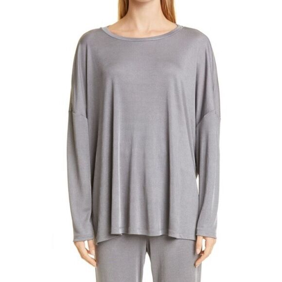 MAX MARA LEISURE Gio Oversize Jersey Top in Medium Grey NWT Size Small - Picture 1 of 6